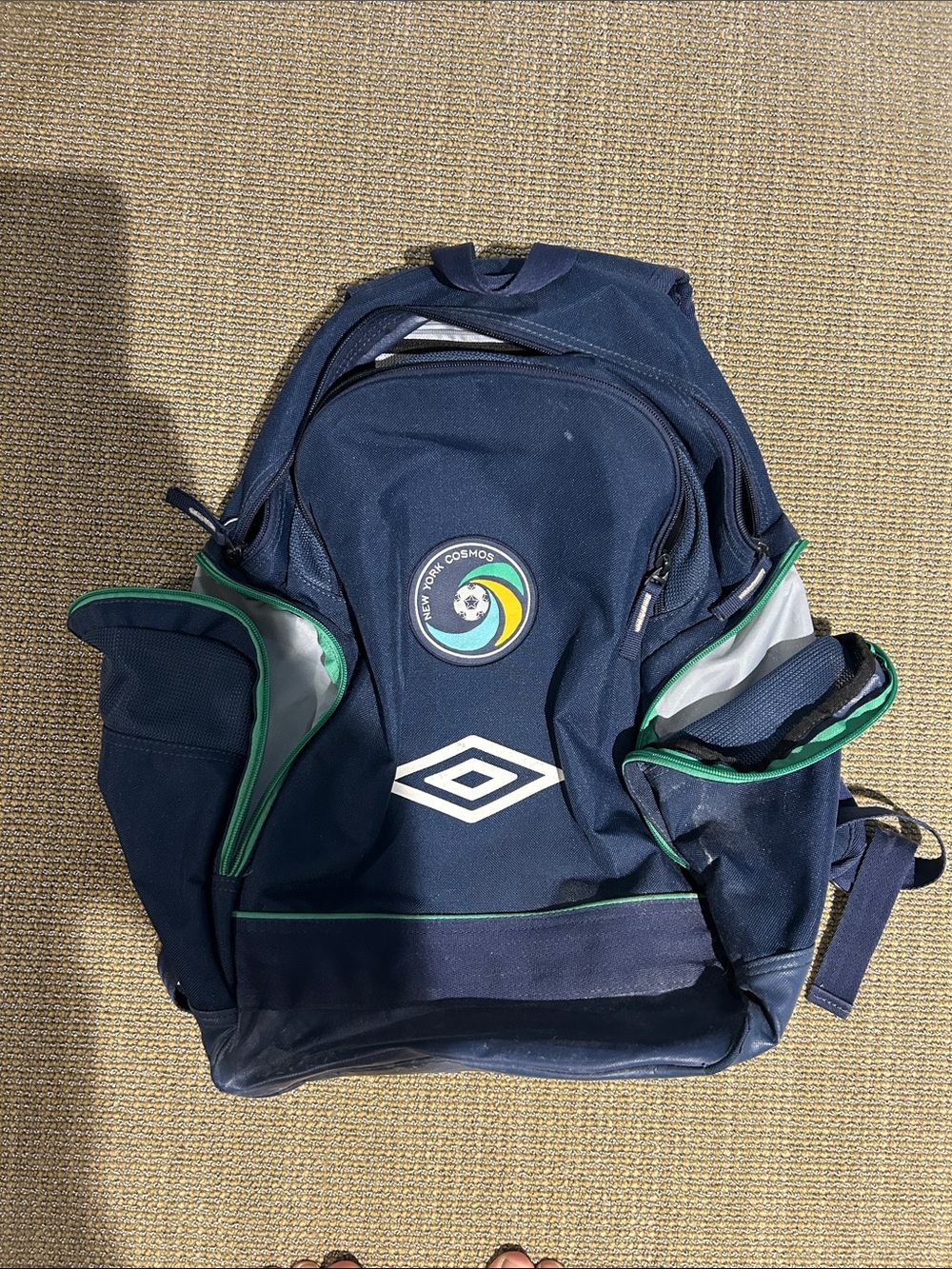 Vintage cosmos soccer Umbro Navy and Green Accent Men's Backpack